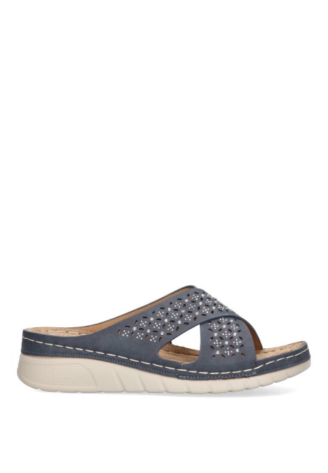Sandalia de mujer ARMONY 41020 azul sintetico suela plana