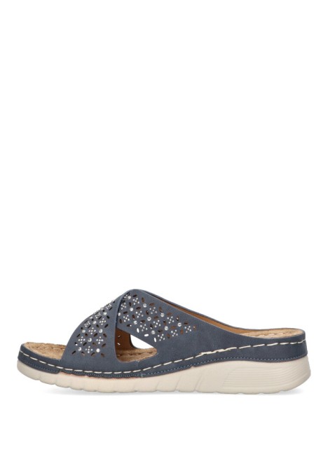Sandalia de mujer ARMONY 41020 azul sintetico suela plana