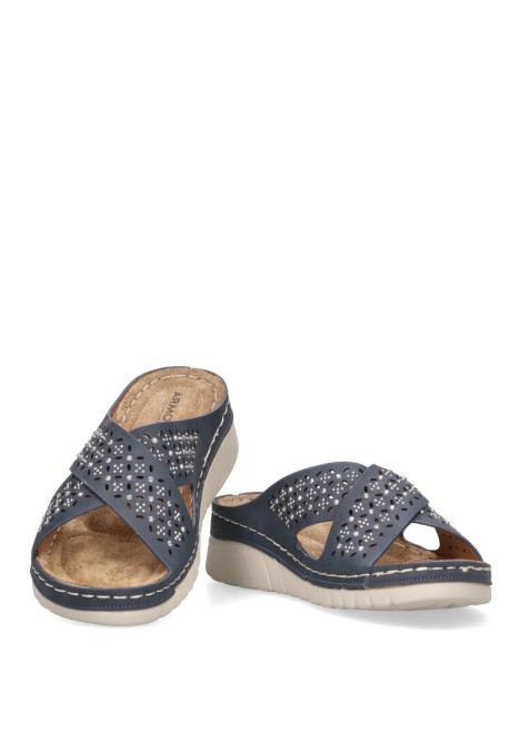 Sandalia de mujer ARMONY 41020 azul sintetico suela plana