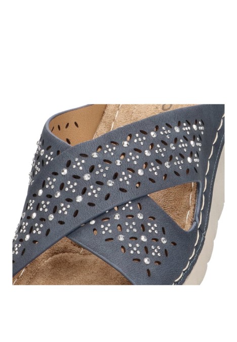 Sandalia de mujer ARMONY 41020 azul sintetico suela plana