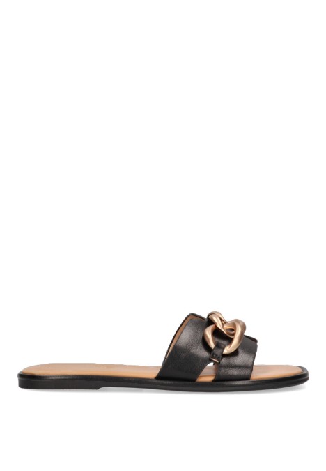 Sandalia de mujer ETIKA 10025 negro sintetico suela plana