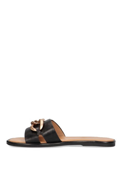 Sandalia de mujer ETIKA 10025 negro sintetico suela plana