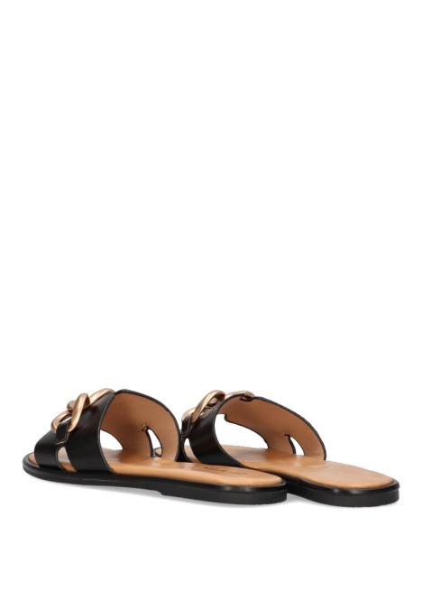 Sandalia de mujer ETIKA 10025 negro sintetico suela plana