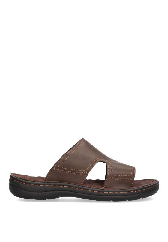 Sandalia de hombre ETIKA 41015 marron sintetico suela plana