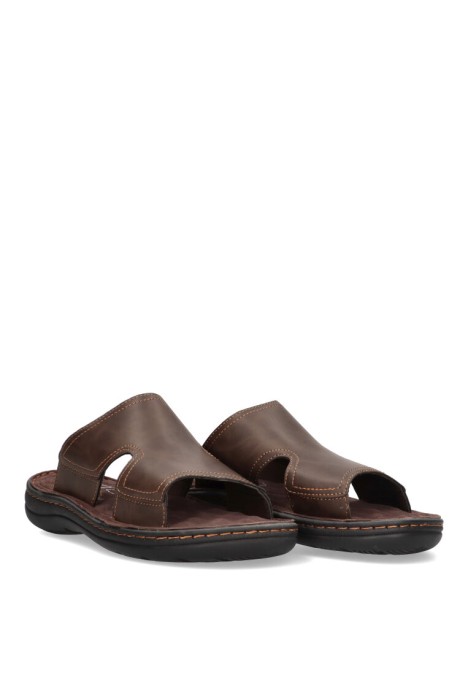 Sandalia de hombre ETIKA 41015 marron sintetico suela plana