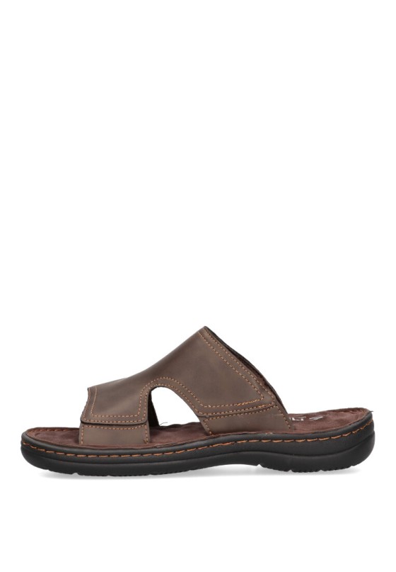 Sandalia de hombre ETIKA 41015 marron sintetico suela plana