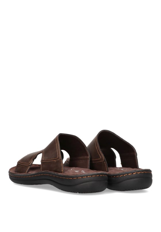 Sandalia de hombre ETIKA 41015 marron sintetico suela plana