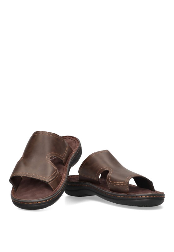 Sandalia de hombre ETIKA 41015 marron sintetico suela plana