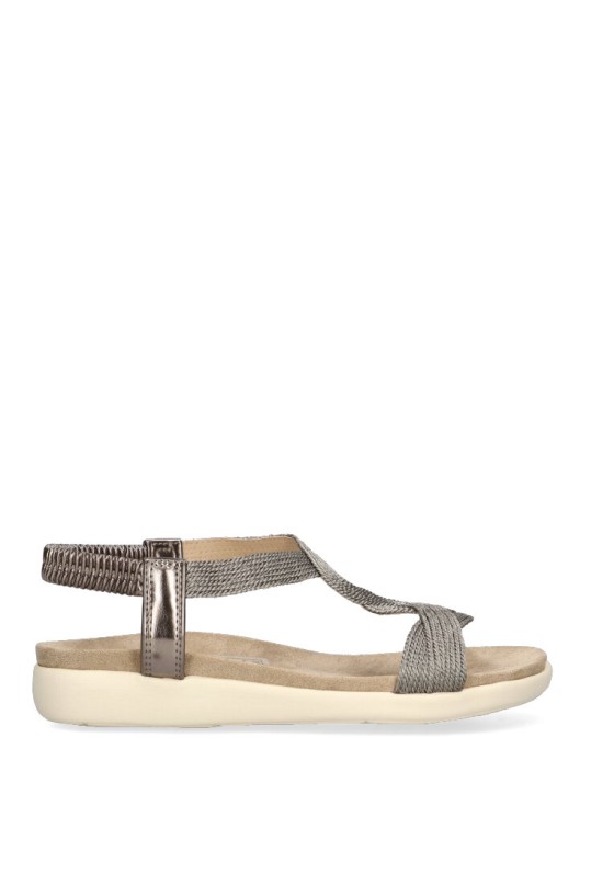 Sandalia Hilos ARMONY 41001 para mujer en color plomo con suela plana