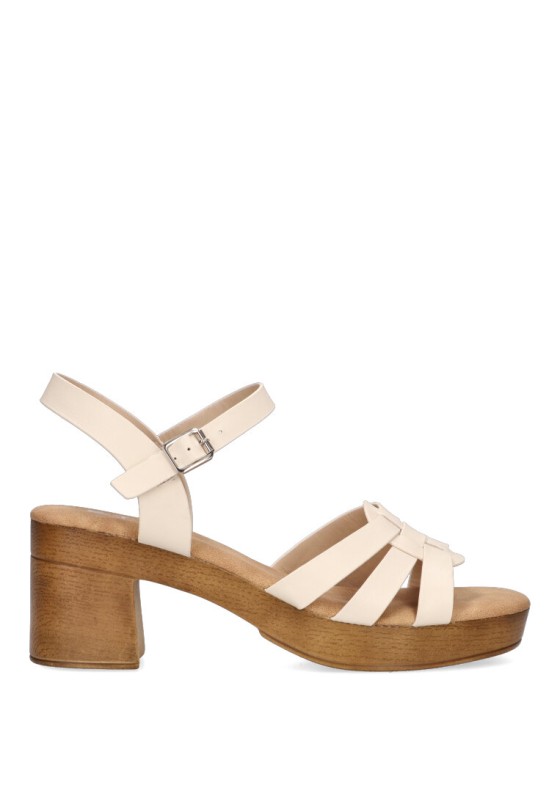 Sandalia de mujer ETIKA 30017 beige sintetico tacón medio