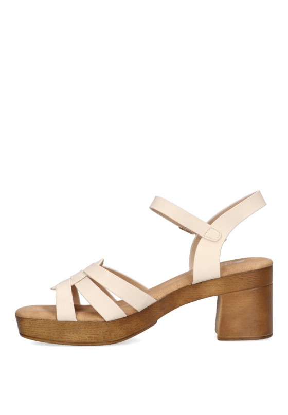Sandalia de mujer ETIKA 30017 beige sintetico tacón medio