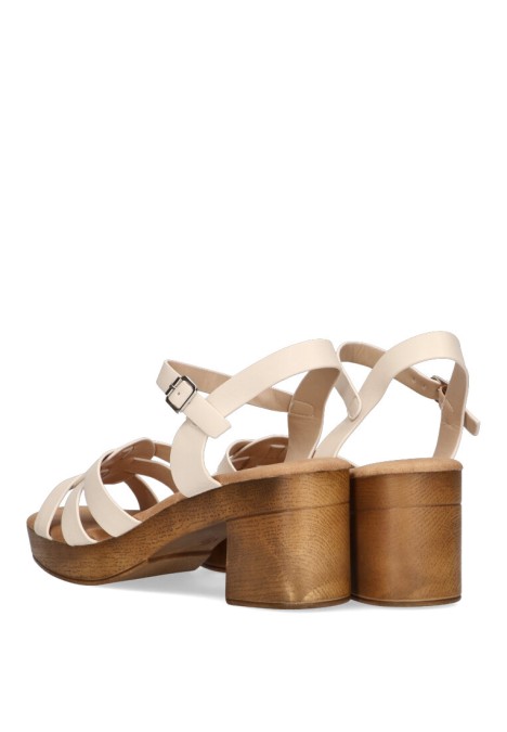 Sandalia de mujer ETIKA 30017 beige sintetico tacón medio