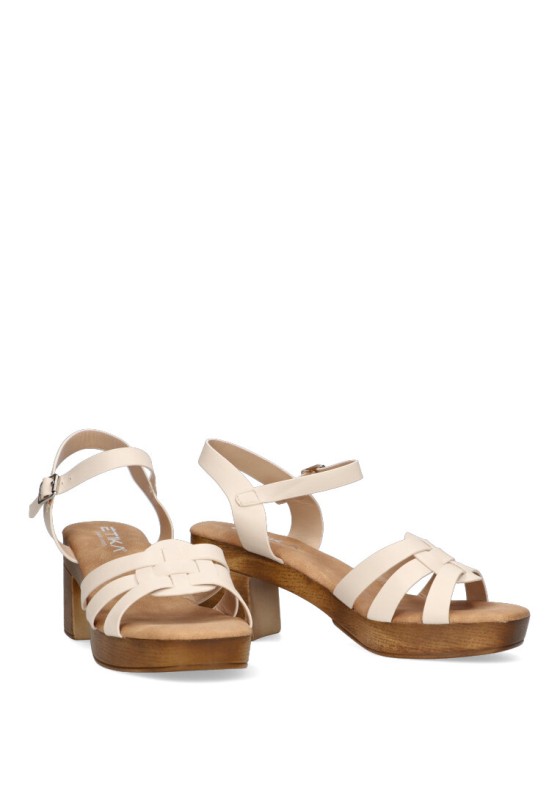 Sandalia de mujer ETIKA 30017 beige sintetico tacón medio