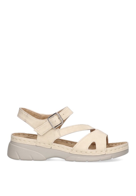 Sandalia de mujer ARMONY 41602 beige antelina suela plana