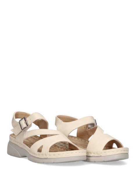 Sandalia de mujer ARMONY 41602 beige antelina suela plana