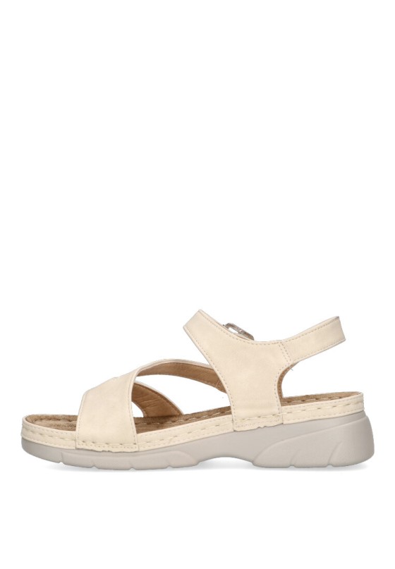 Sandalia de mujer ARMONY 41602 beige antelina suela plana