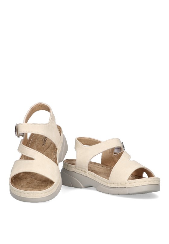 Sandalia de mujer ARMONY 41602 beige antelina suela plana