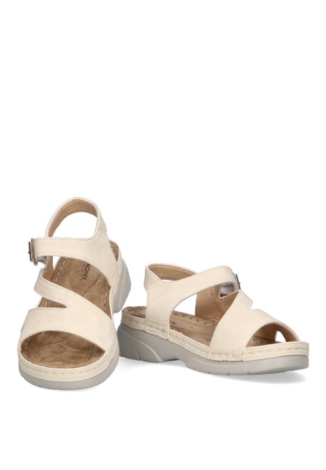 Sandalia de mujer ARMONY 41602 beige antelina suela plana