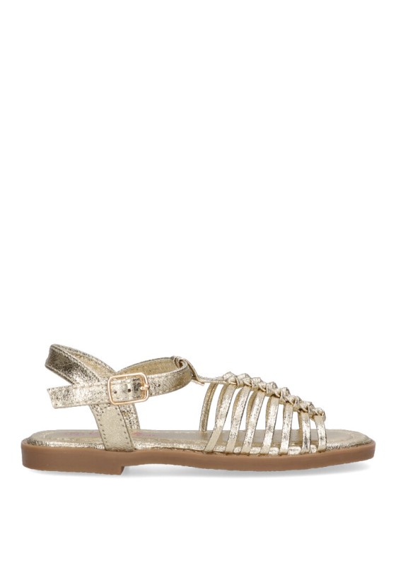Sandalia de niña LUNA KIDS c957 oro sintetico suela plana