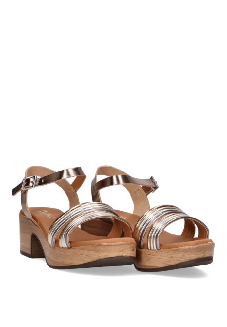 Sandalia de mujer LUNA SD 5392 oro piel tacón medio