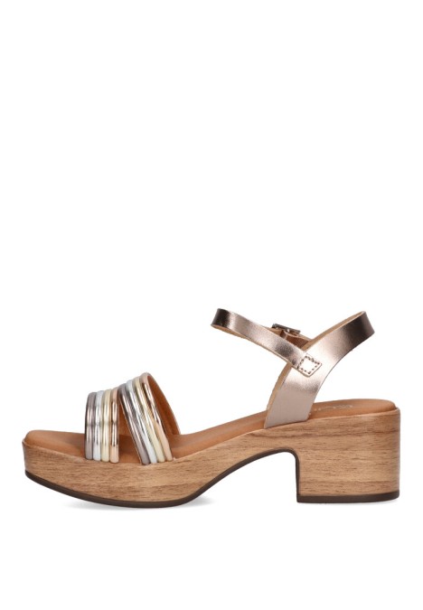 Sandalia de mujer LUNA SD 5392 oro piel tacón medio