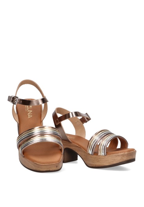 Sandalia de mujer LUNA SD 5392 oro piel tacón medio
