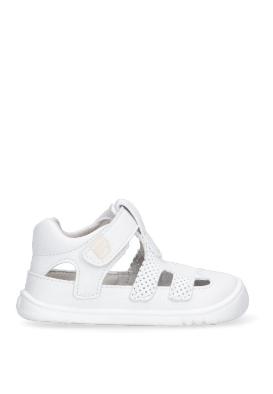 Sandalia de niña PIRUFLEX 250 blanco piel suela plana