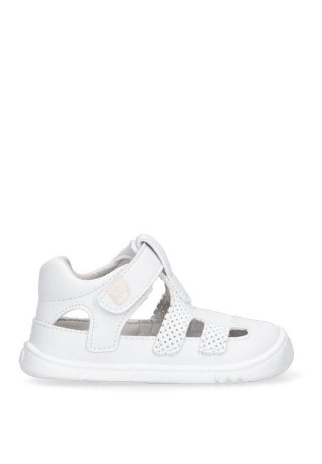 Sandalia de niña PIRUFLEX 250 blanco piel suela plana