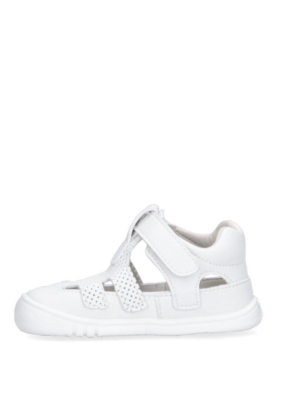Sandalia de niña PIRUFLEX 250 blanco piel suela plana