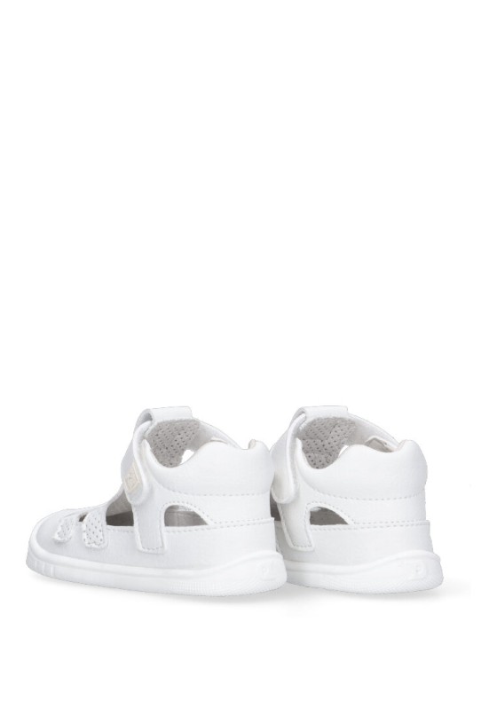 Sandalia de niña PIRUFLEX 250 blanco piel suela plana