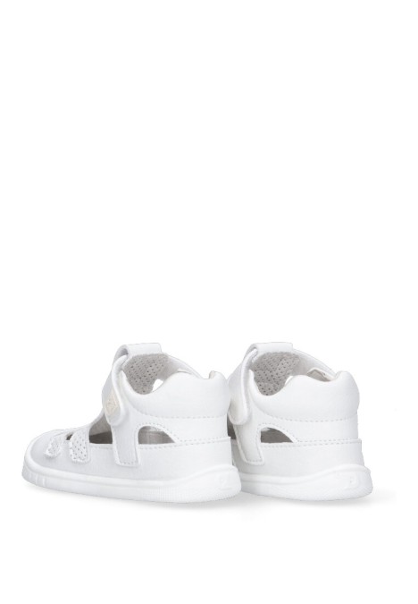 Sandalia de niña PIRUFLEX 250 blanco piel suela plana