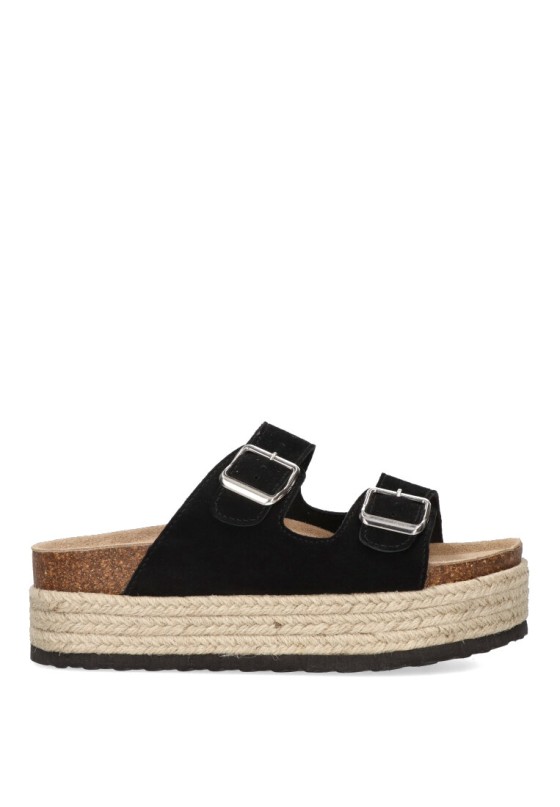 Sandalia de mujer Luna Collection 31-793 negro sintetico suela doble