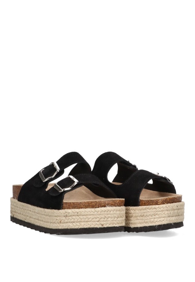 Sandalia de mujer Luna Collection 31-793 negro sintetico suela doble