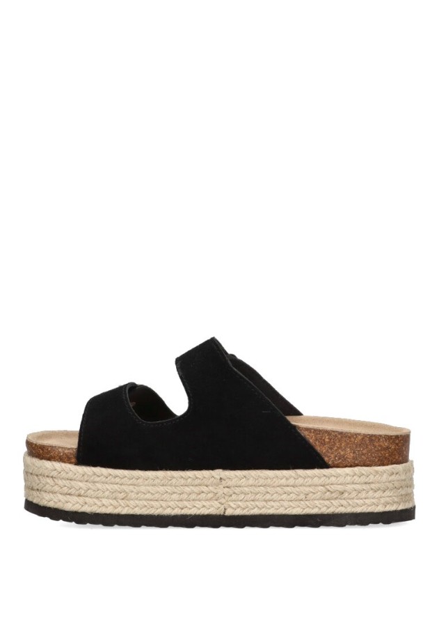 Sandalia de mujer Luna Collection 31-793 negro sintetico suela doble