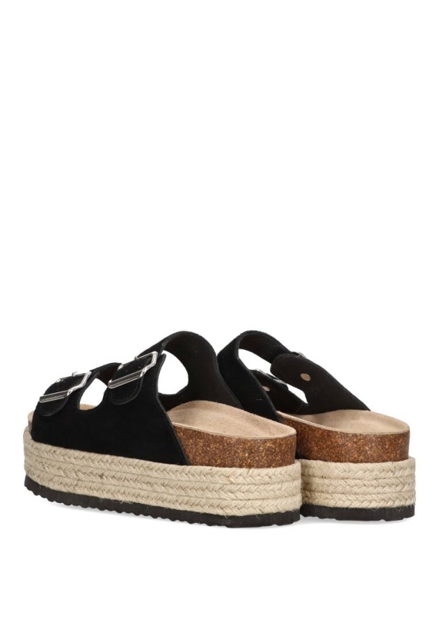 Sandalia de mujer Luna Collection 31-793 negro sintetico suela doble