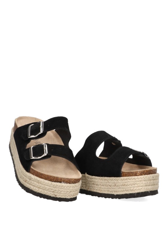 Sandalia de mujer Luna Collection 31-793 negro sintetico suela doble