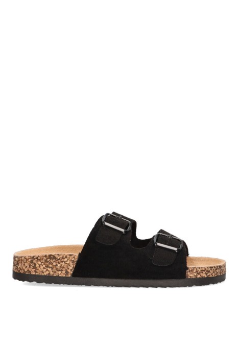 Sandalia de mujer Luna Collection 27-377 negro sintetico suela plana
