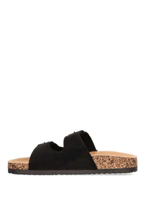 Sandalia de mujer Luna Collection 27-377 negro sintetico suela plana