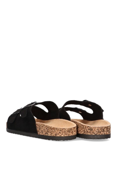 Sandalia de mujer Luna Collection 27-377 negro sintetico suela plana