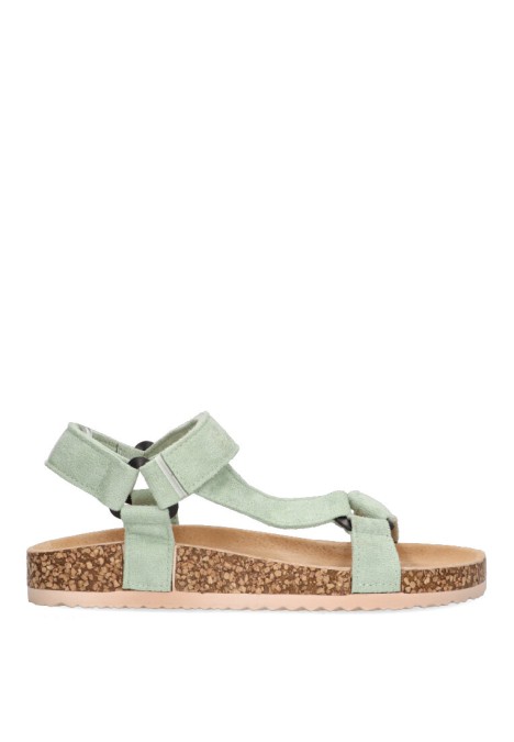 Sandalia de mujer Luna Collection 27-1223 verde sintetico suela plana