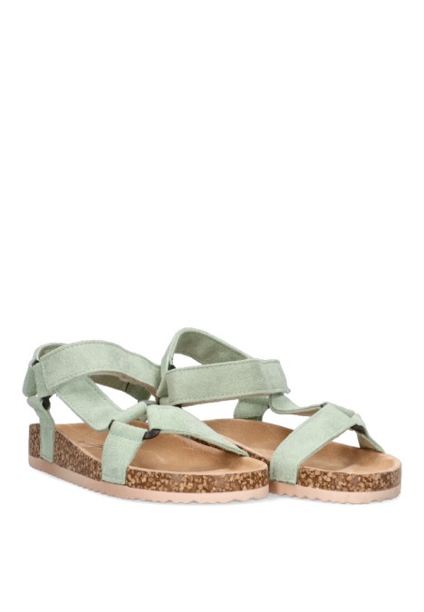 Sandalia de mujer Luna Collection 27-1223 verde sintetico suela plana