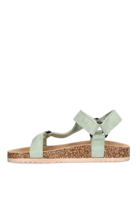 Sandalia de mujer Luna Collection 27-1223 verde sintetico suela plana