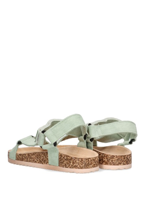 Sandalia de mujer Luna Collection 27-1223 verde sintetico suela plana