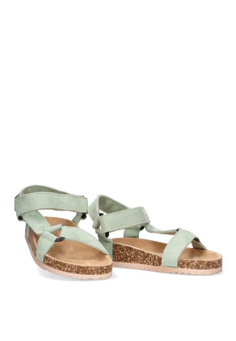 Sandalia de mujer Luna Collection 27-1223 verde sintetico suela plana