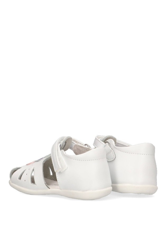 Sandalia de niña LUNA KIDS c614 blanco piel suela plana