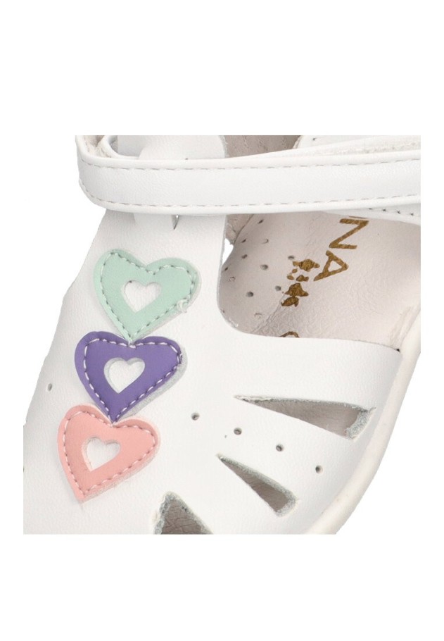 Sandalia de niña LUNA KIDS c614 blanco piel suela plana
