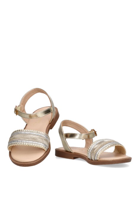 Sandalia de niña LUNA KIDS c941 oro sintetico suela plana