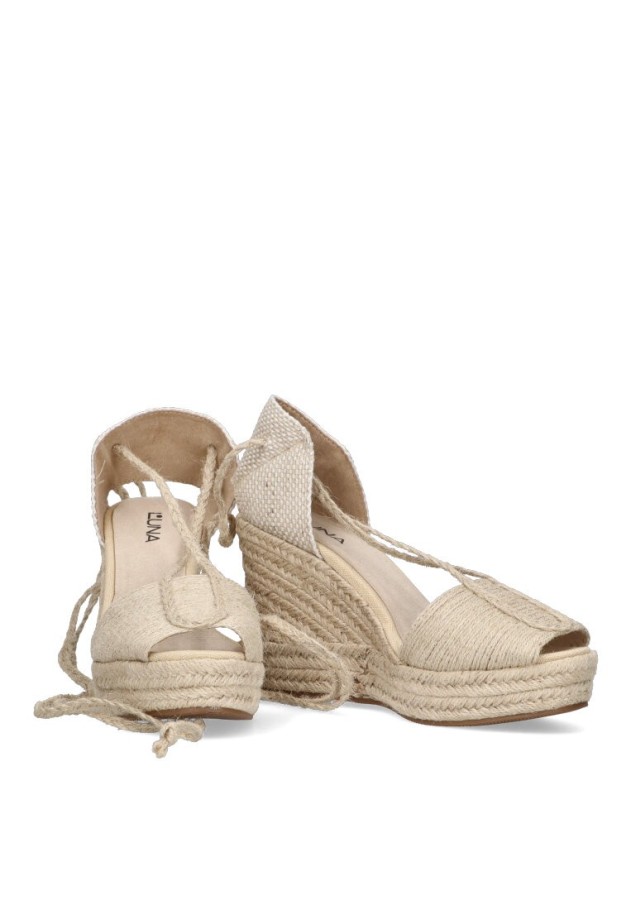 Sandalia de mujer LUNA TREND m4350 natural sintetico cuña alta