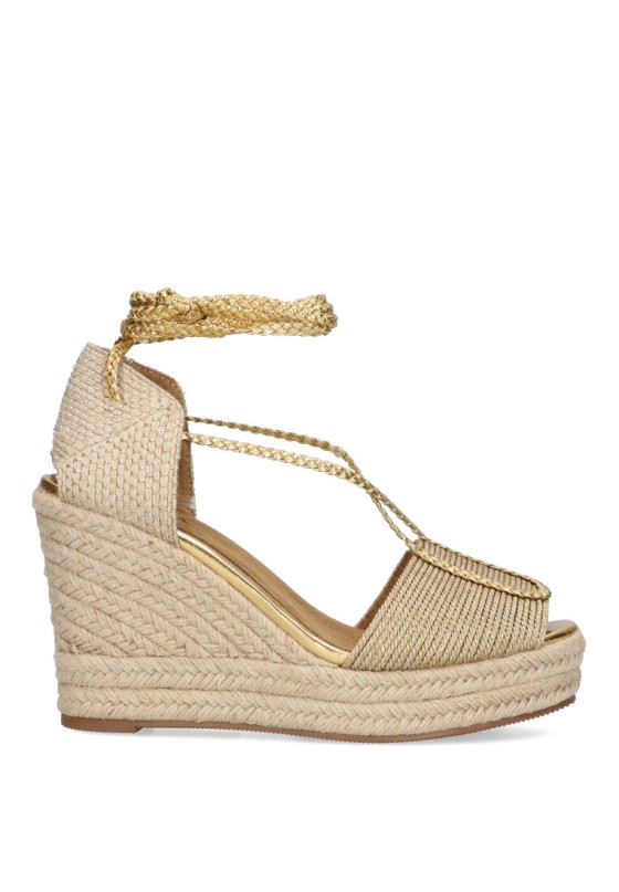 Sandalia de mujer LUNA TREND m4350 oro sintetico cuña alta