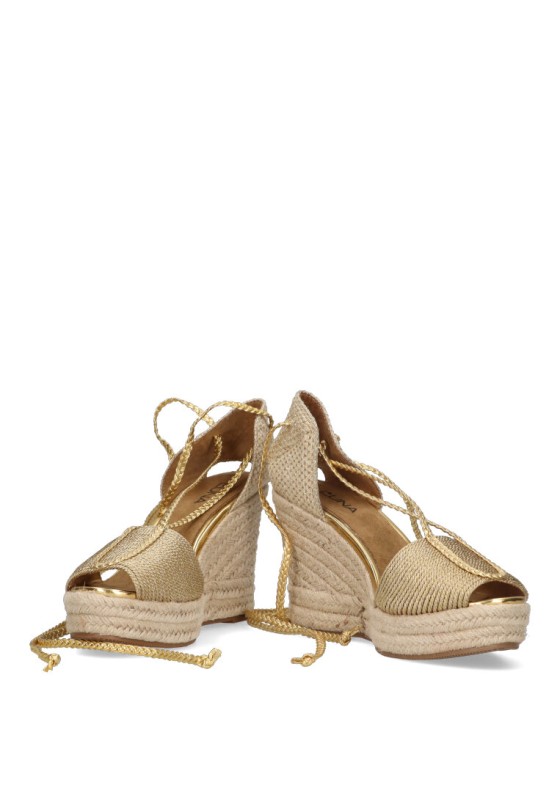 Sandalia de mujer LUNA TREND m4350 oro sintetico cuña alta